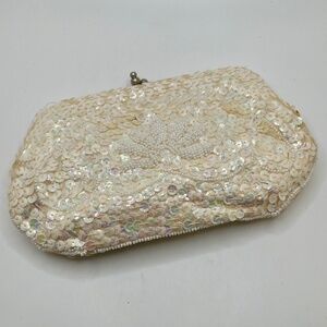 Sequin and Seed Bead Bridal Evening Bag